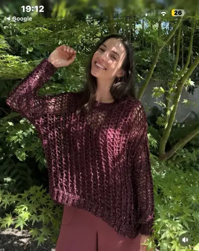 Suéter tejido burdeos Umbole para mujer - miniatura 1