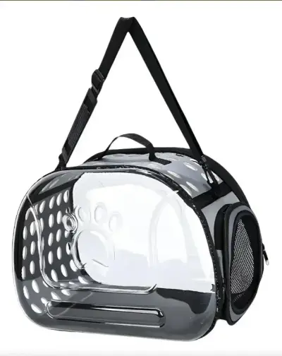 Transportadora de mascotas transparente con correa ajustable - miniatura 1