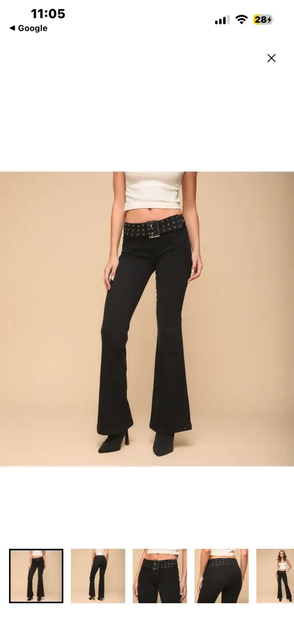 Pantalones acampanados negros con cinturón - 1