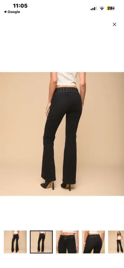 Pantalones acampanados negros con cinturón - miniatura 2