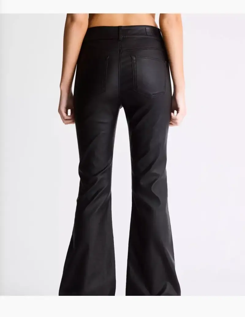 Pantalones acampanados negros con cordones engomad - 2