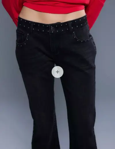 Jeans negros con tachas para mujer - miniatura 1