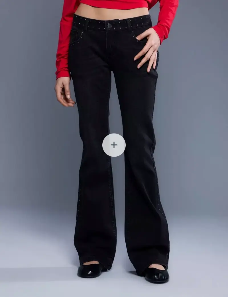 Jeans negros con tachas para mujer - 3