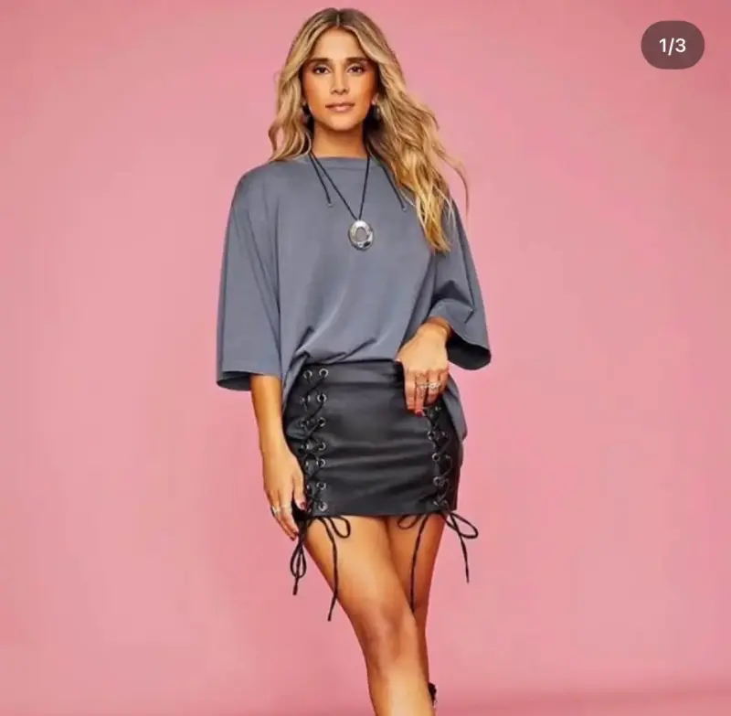 Falda negra con cordones Paula Fernandez - 1
