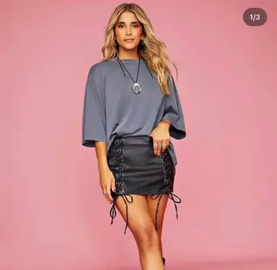 Falda negra con cordones Paula Fernandez - miniatura 1