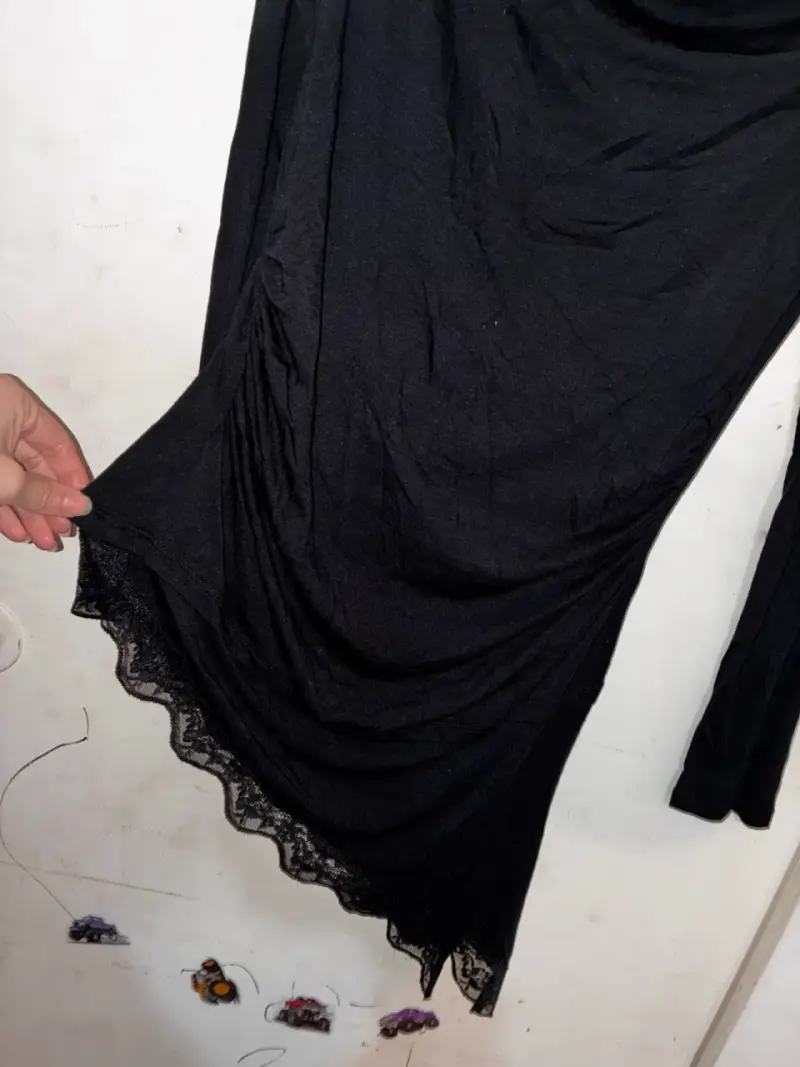 Vestido negro asimétrico manga larga - 5