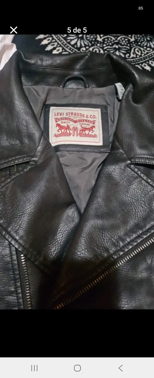 Chaqueta de cuero negra Levi's talla XL - 5