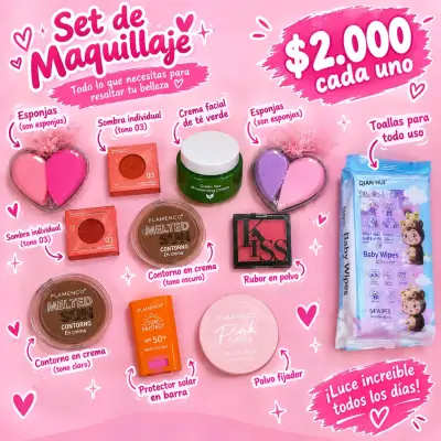 Set de maquillaje variado con esponjas y rubor - miniatura 1
