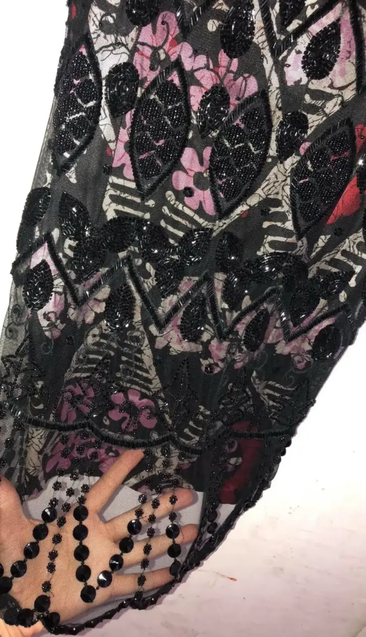 Vestido de encaje floral negro y rosa rapsodia - 2
