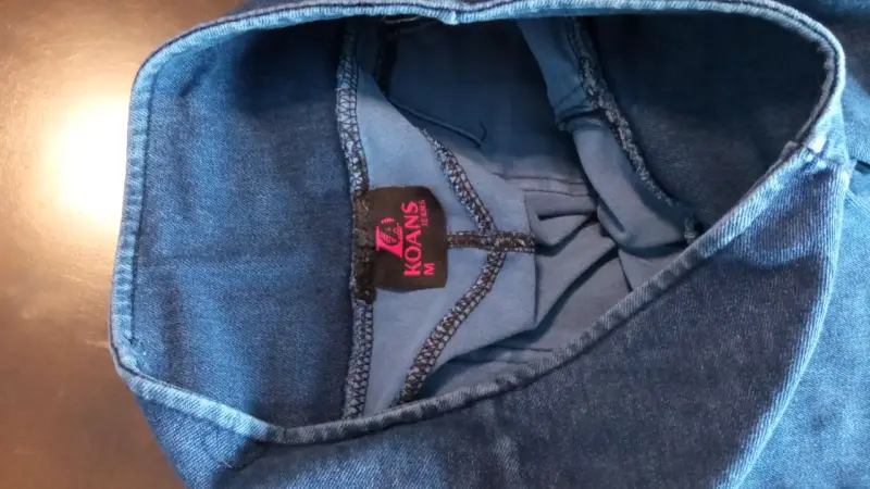 Jeans de mezclilla azul apitillado para mujer - 6