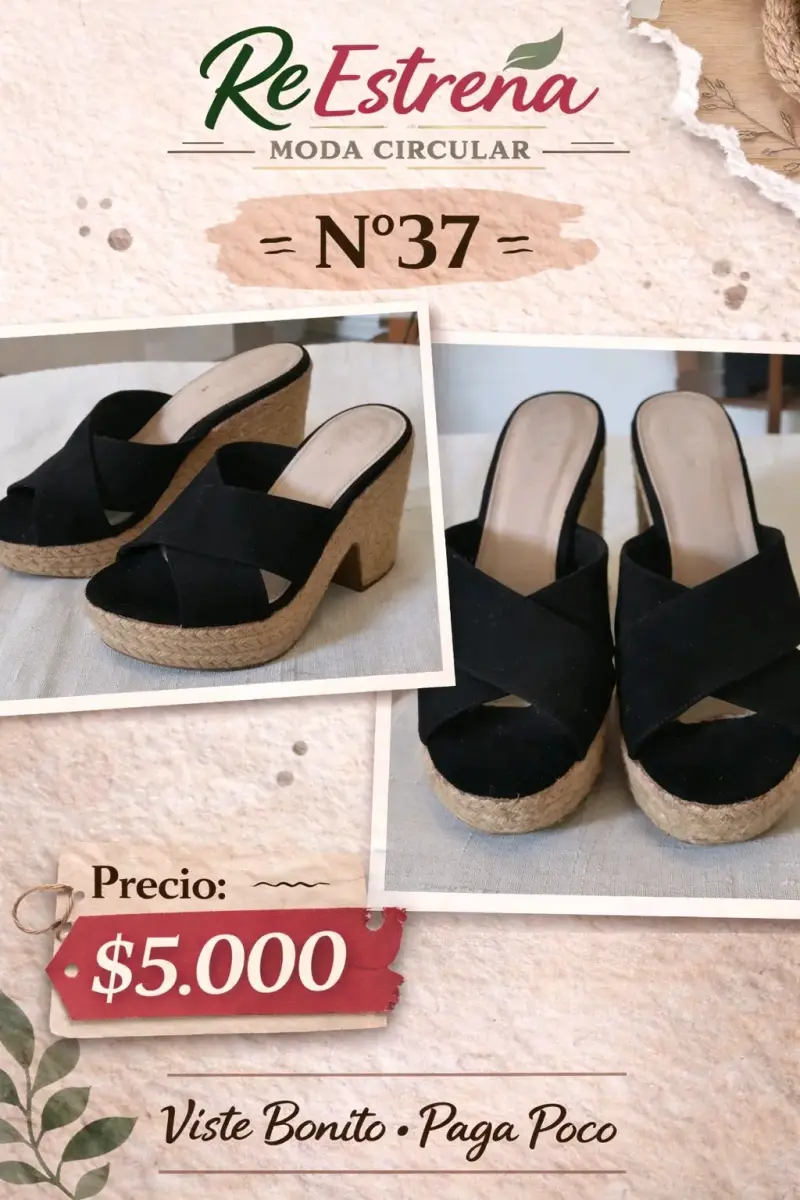 Sandalias de plataforma negras talla 37