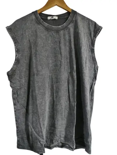 Polera sin mangas gris y marrón unisex - miniatura 1