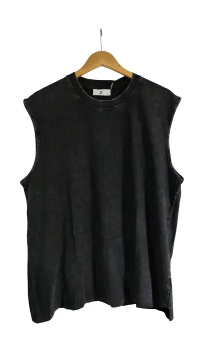 Polera sin mangas gris y marrón unisex - miniatura 2