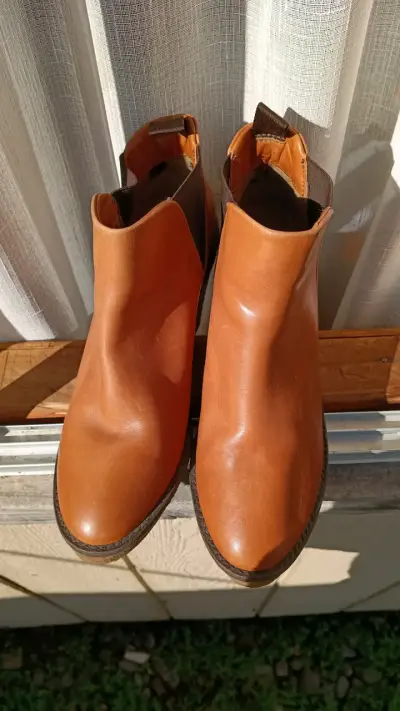 Botines de cuero marrón con plataforma Mango - miniatura 1