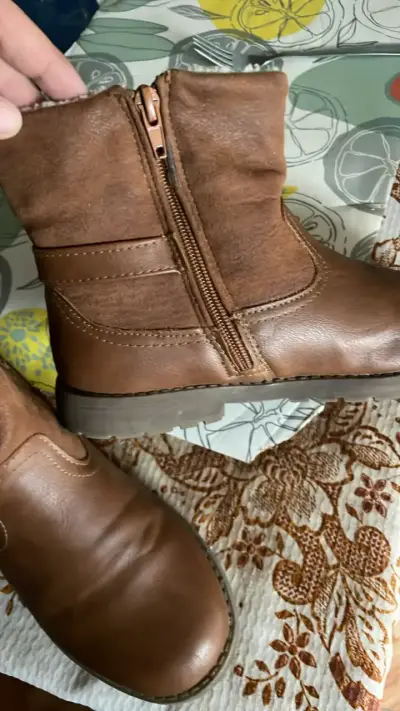 Botines de cuero marrón con forro de lana - miniatura 5