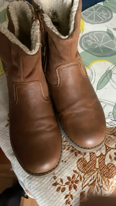 Botines de cuero marrón con forro de lana - miniatura 6