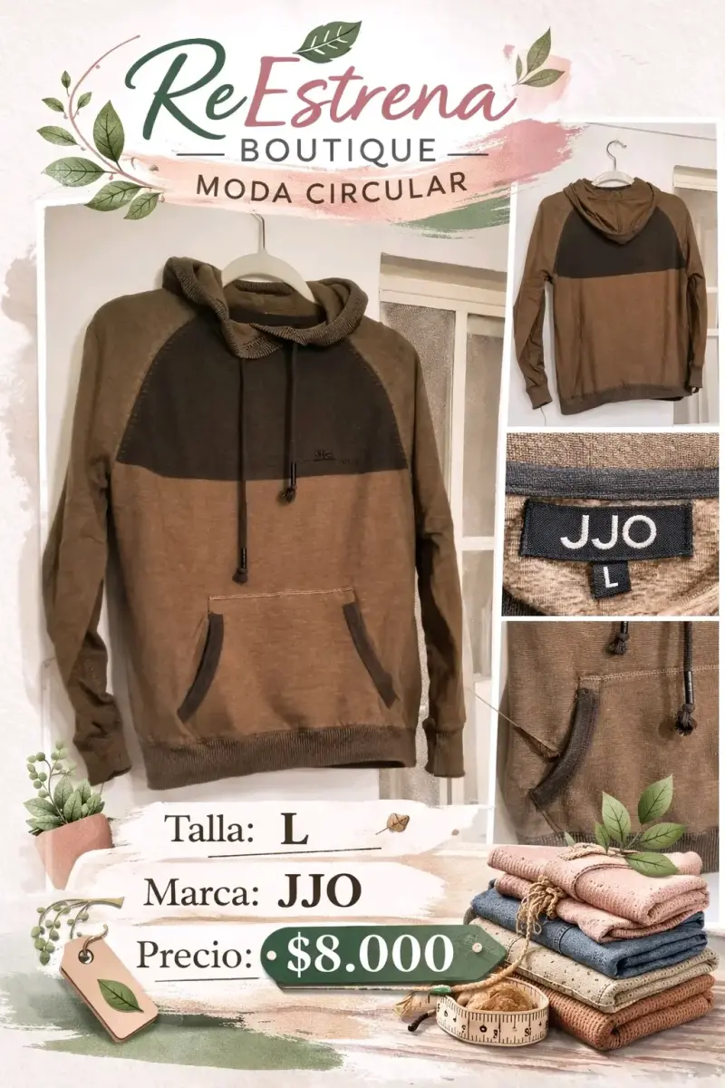 Polerón con capucha JJO marrón talla L