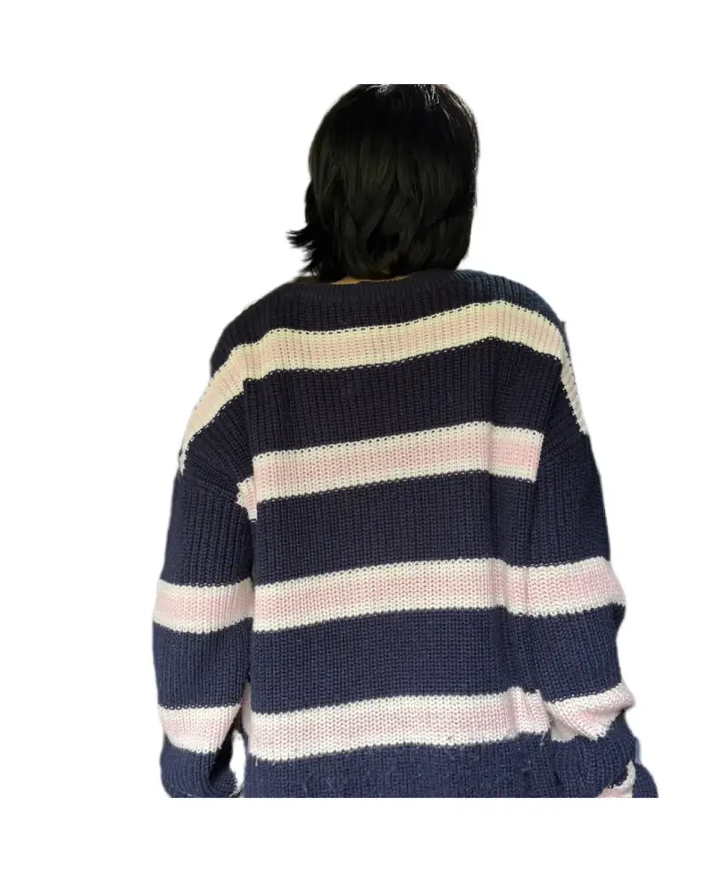 Suéter de rayas azul y blanco Talla L - 3