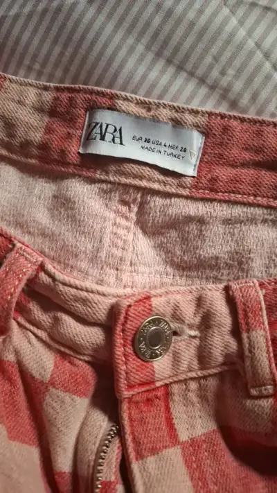 Pantalones a cuadros rojos Zara mujer - miniatura 2