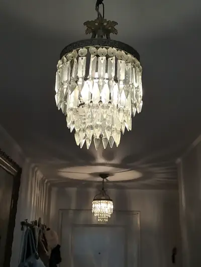 Lámpara de techo colgante de cristal vintage - miniatura 1