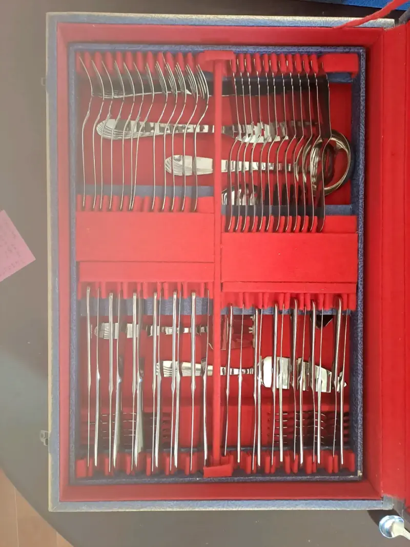 Juego de cubiertos de acero inoxidable en estuche