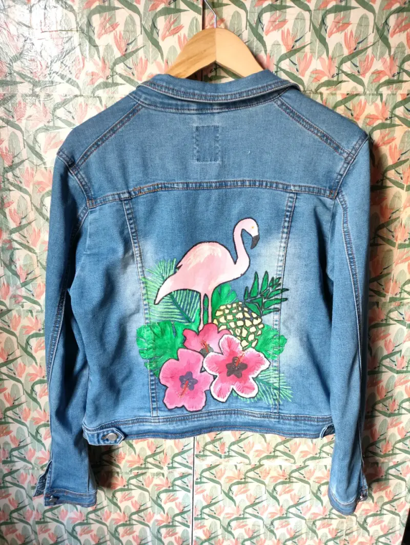 Chaqueta de mezclilla con diseño de flamenco - 2