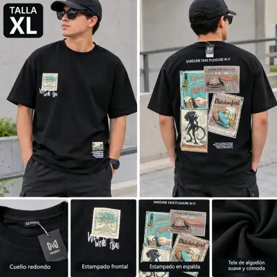 Polera estampada de algodón para hombre - miniatura 1