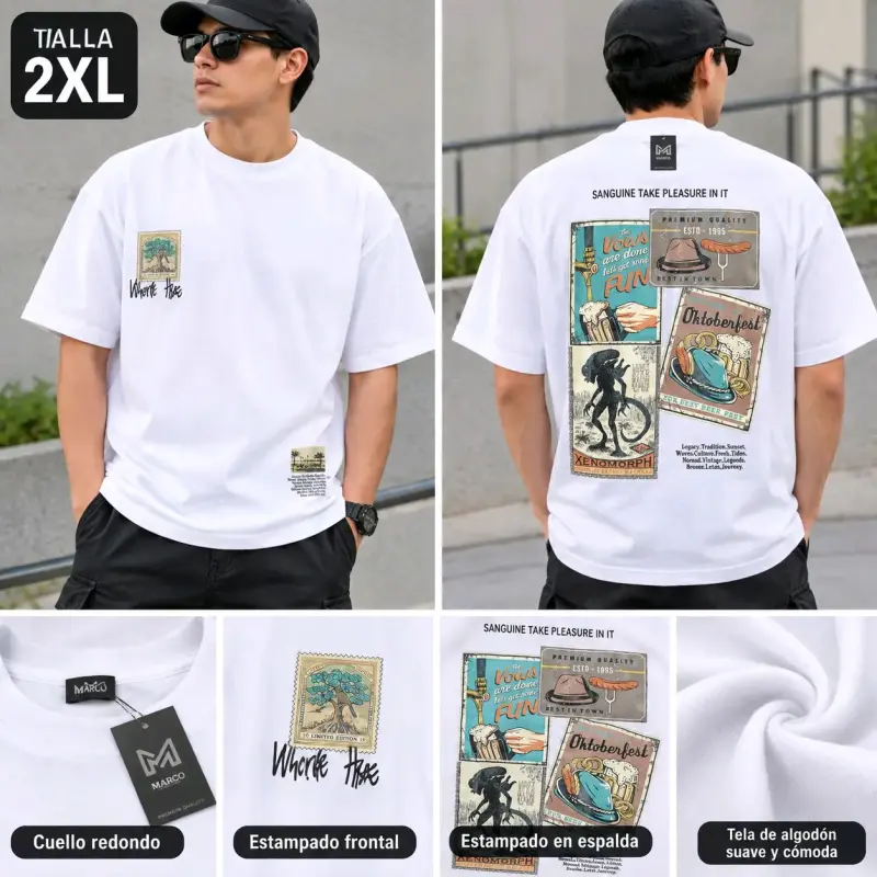 Polera estampada de algodón para hombre - 2