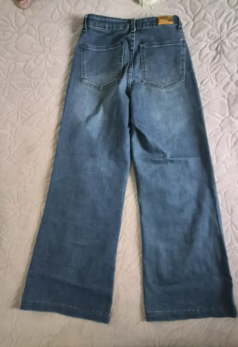 Jeans anchos de mezclilla azul para niña - 2