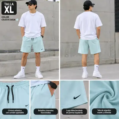 Shorts deportivos Nike celeste agua y gris - miniatura 1