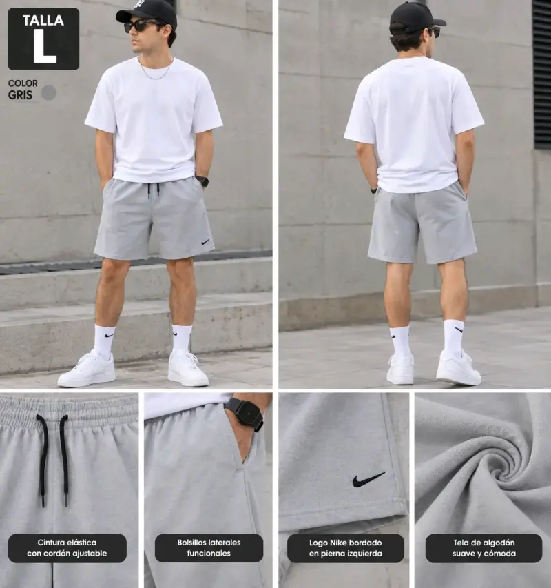 Shorts deportivos Nike celeste agua y gris - 2