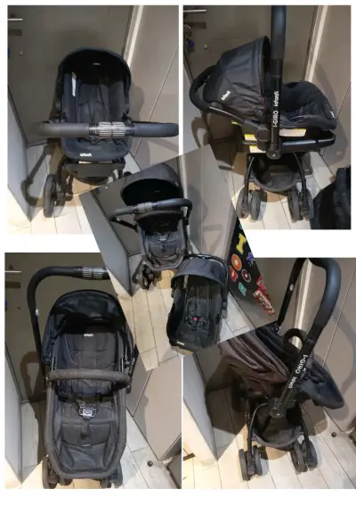 Coche de bebé Infanti negro con capota ajustable - miniatura 1