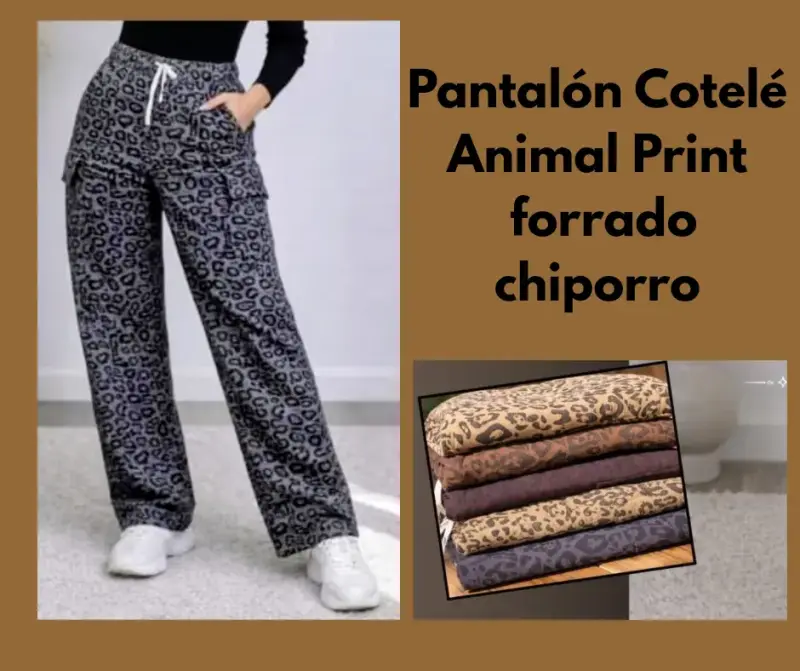 Pantalón Cotelé Animal Print Forrado Chiporro