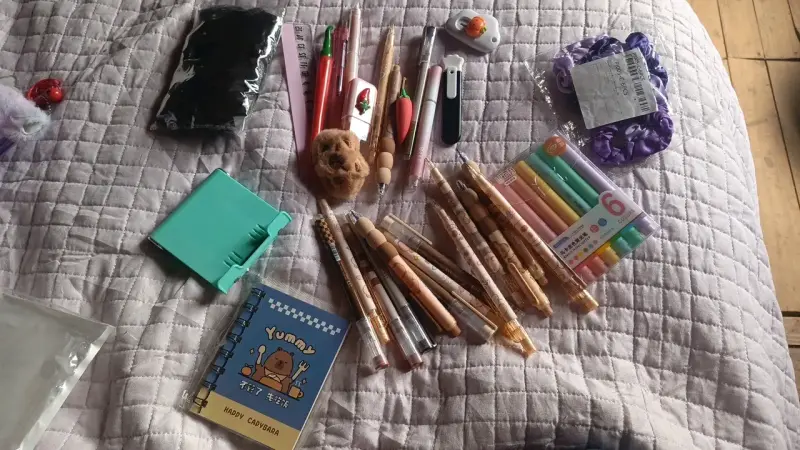 Set de papelería kawaii con estuche peludo - 2