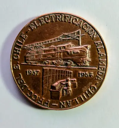 Medalla Conmemorativa Electrificación Ferrocarriles Chile 1957-1964 - miniatura 1