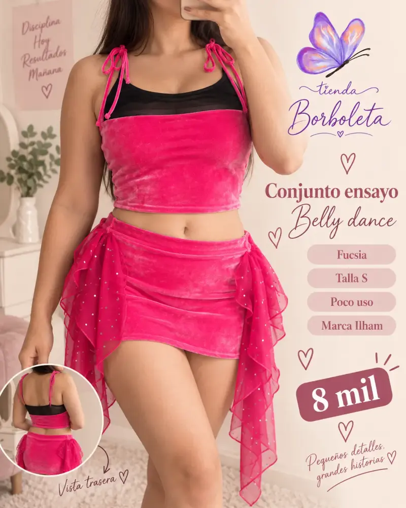 Conjunto de ensayo Belly Dance fucsia talla S
