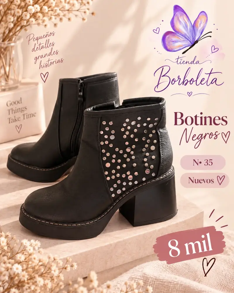 Botines negros con tachas talla 35 nuevos