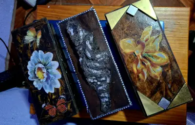 Cajas decorativas de madera con diseño floral - miniatura 1