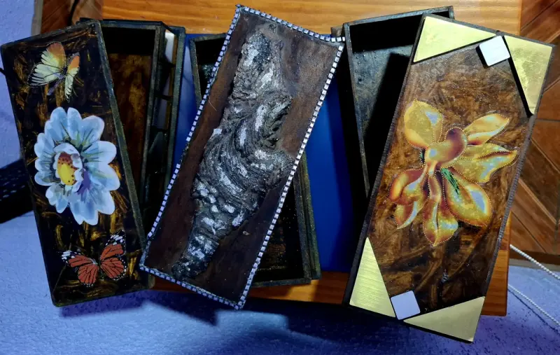 Cajas decorativas de madera con diseño floral - 6