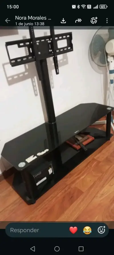 Mesa de TV con soporte de vidrio negro - miniatura 2