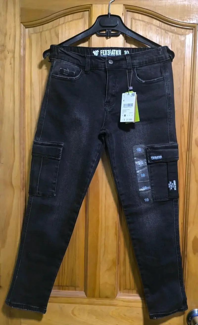 Jeans negros cargo para niño talla 10 - 4