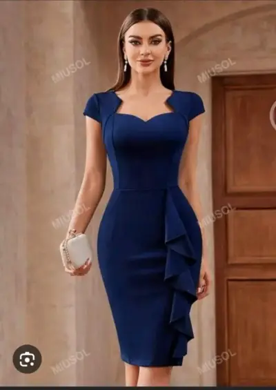 Vestido azul elegante con volantes Miusol - miniatura 1