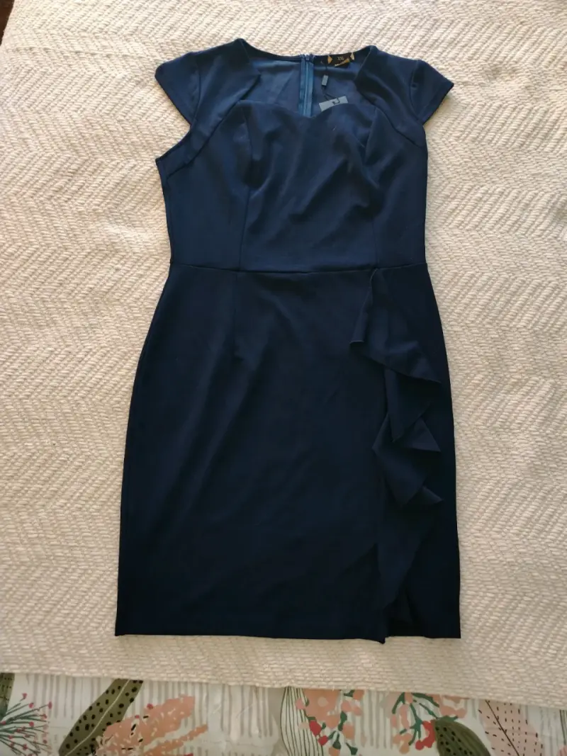 Vestido azul elegante con volantes Miusol - 2