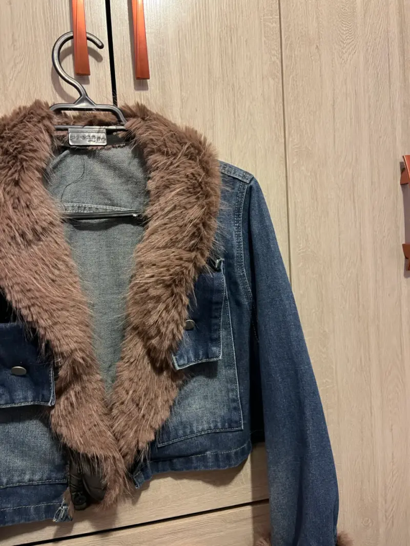 Chaqueta de mezclilla con peluche para mujer - 2