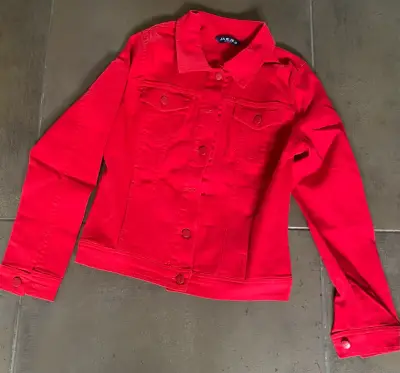 Chaqueta de mezclilla roja para mujer - miniatura 1