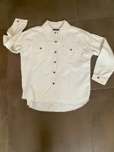 Chaqueta de pana blanca para mujer - miniatura 1