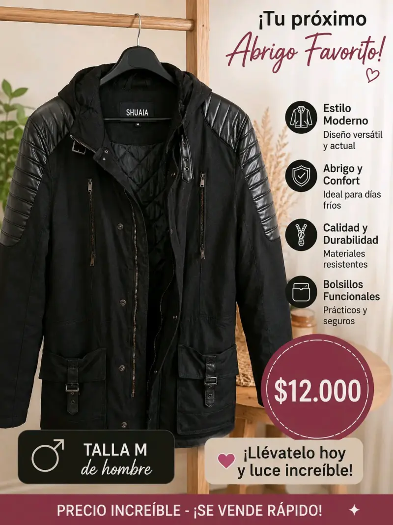 Abrigo negro clásico para mujer talla 38 - 2