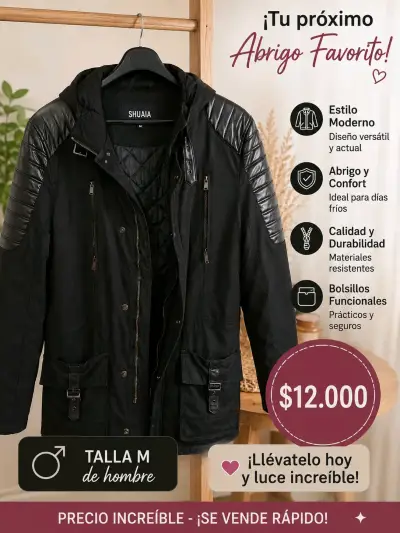 Abrigo negro clásico para mujer talla 38 - miniatura 2