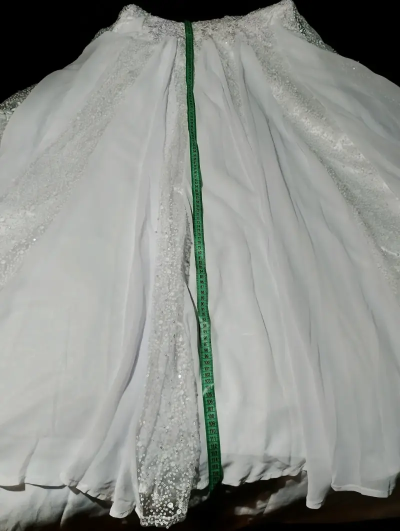 Vestido de Novia Blanco con Encaje y Lentejuelas - 5