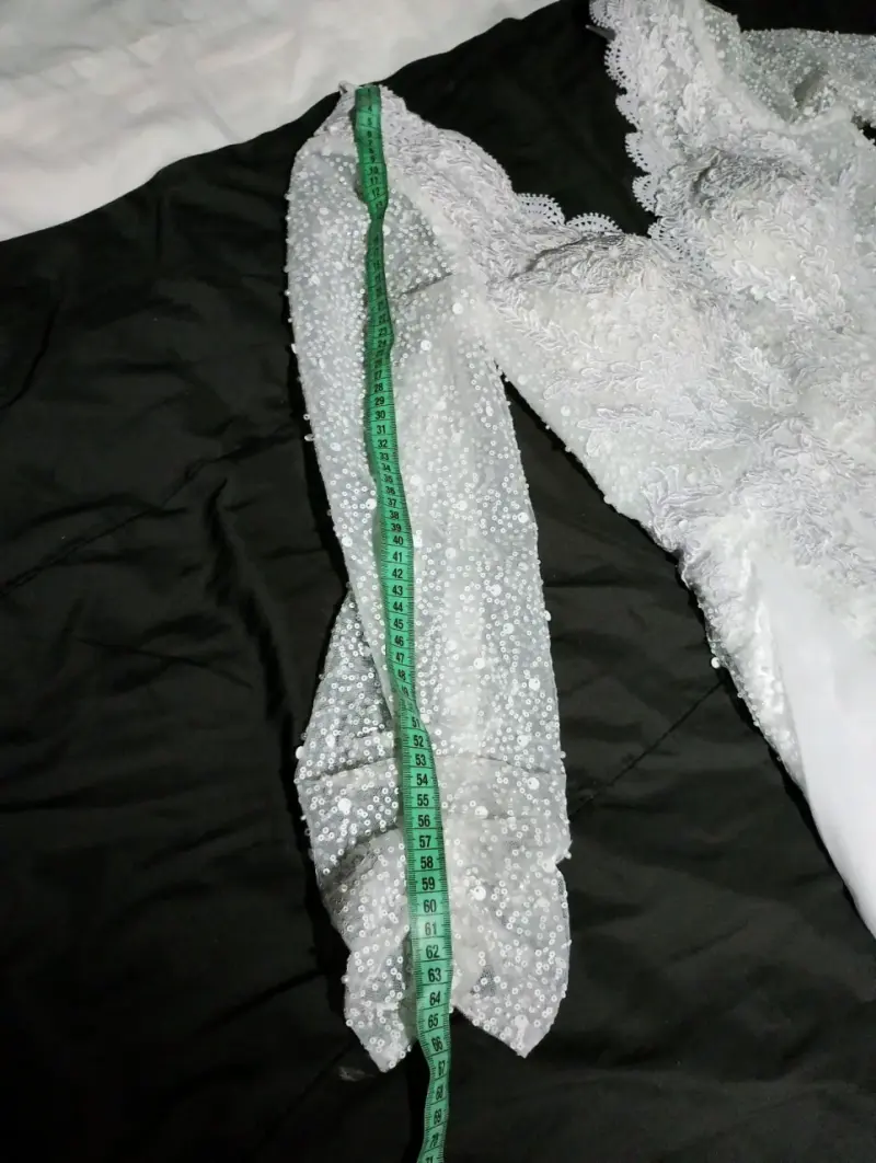 Vestido de Novia Blanco con Encaje y Lentejuelas - 6
